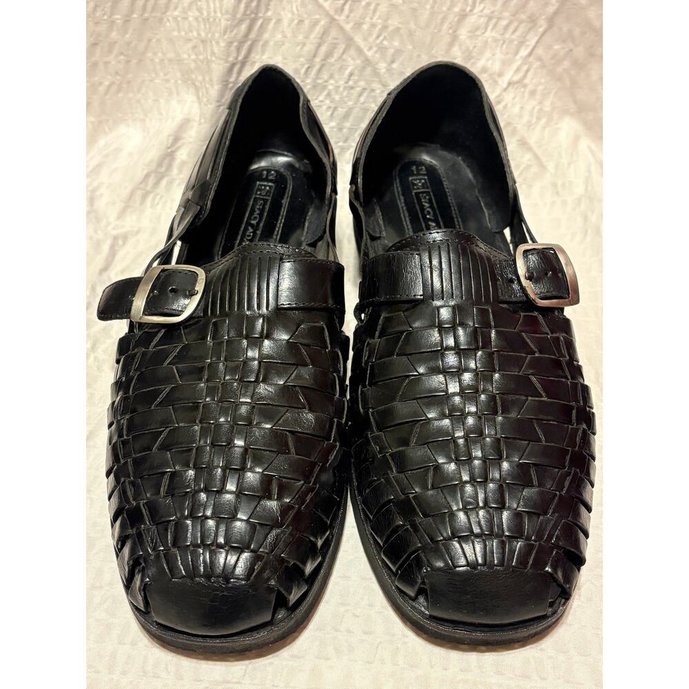 Stacy Adams Size 12 Men’s Black Leather Huarache Woven Loafers Shoes